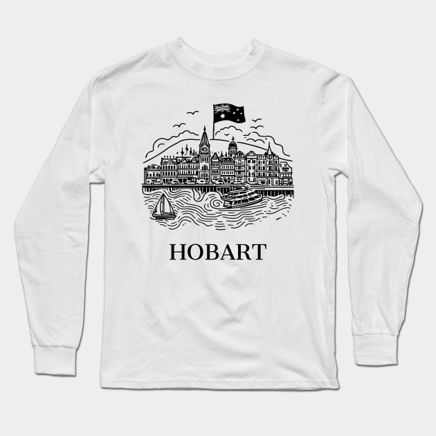 hobart line art illustration Long Sleeve T-Shirt by art poo